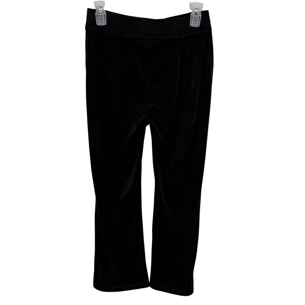 Juicy Couture Black Velour Track Pants Rhinestone‎ Logo Size S Y2K Hi Rise Waist
